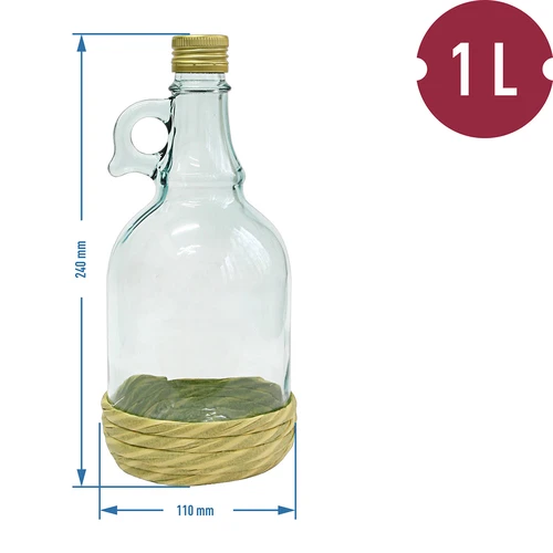 Gallone 1 l palack fonott borítással, csavaros kupakkal - 3