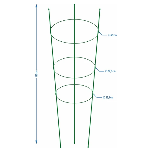 Gyűrűs növénytámasz, 3 gyűrű, 1,2 m - 2