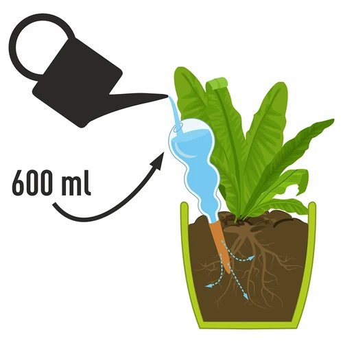 Hármas (háromkamrás) öntözőgömb, átlátszó, színtelen, kerámia tüskével, 600 ml - 4