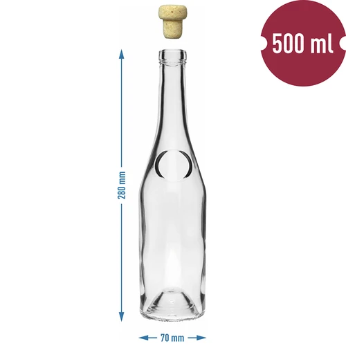 Herbowa üveg 500 ml gomba alakú parafadugóval, 1 db - 6
