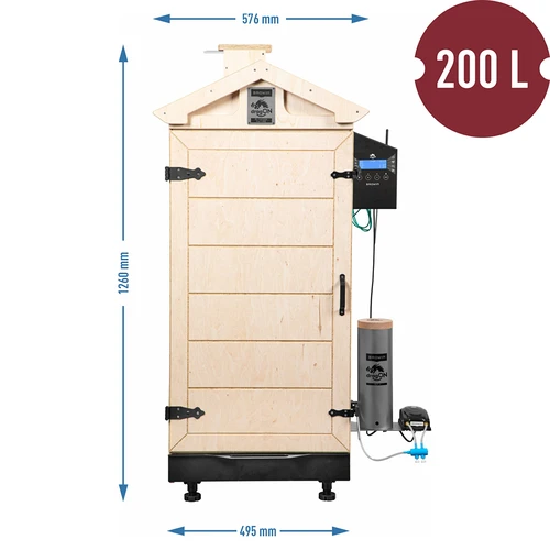 Keret nélküli dragON PLYWOOD NATURE füstölő Wi-Fi-s vezérlővel, 200L - 8