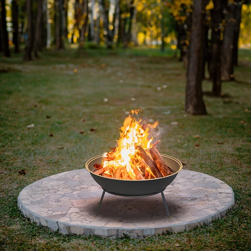 Kerti tűzrakóhely grillráccsal, Ø55 cm, kerek, tál - 9