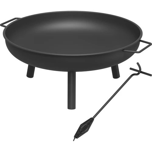 Készlet: Ø 58 cm-es tűzrakó tál és tűzpiszkáló–fedőemelő bográcshoz vagy öntöttvas fazék fedeléhez