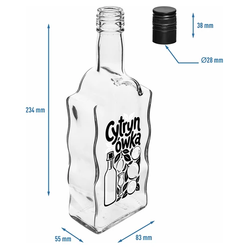 Klasztorna 500 ml-es üveg csavarzárral és „Cytrynówka” feliratos nyomattal, 1. minta - 5