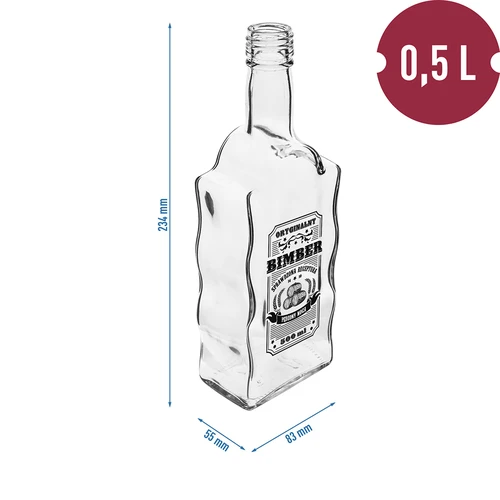 Klasztorna palack 500 ml, csavaros kupakkal, „Bimber” felirattal, 1 db - 5