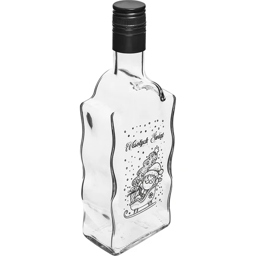 Klasztorna palack 0,5 l fekete csavaros kupakkal és Mikulás mintával