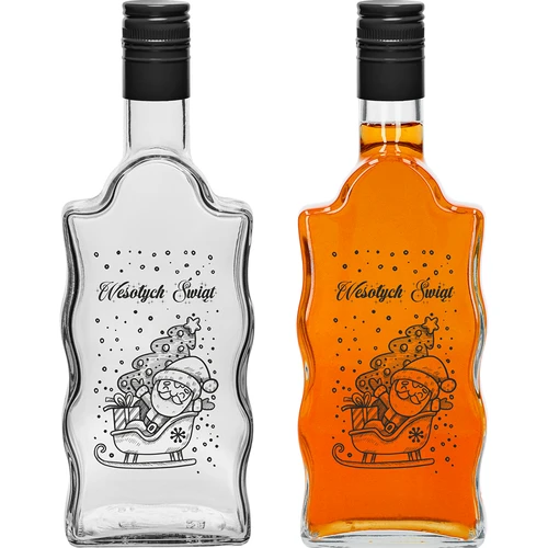 Klasztorna palack 0,5 l fekete csavaros kupakkal és Mikulás mintával - 2