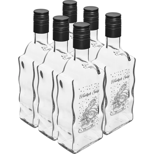 Klasztorna palack 0,5 l fekete csavaros kupakkal és Mikulás mintával - 4