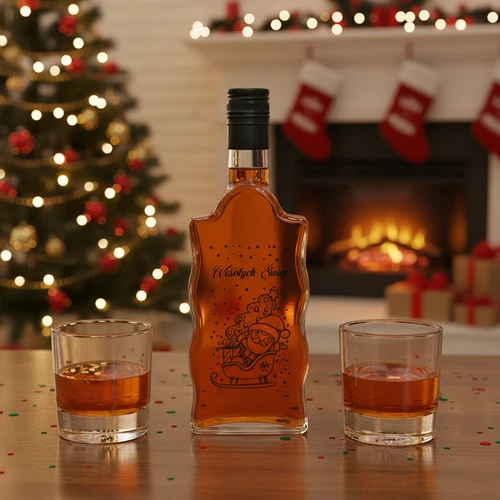 Klasztorna palack 0,5 l fekete csavaros kupakkal és Mikulás mintával - 6