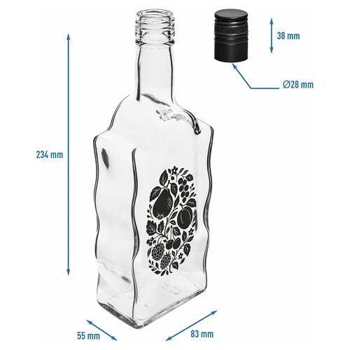 Klasztorna palack 500 ml, csavarzárral és „Gyümölcsök” nyomattal, 1-es minta - 5