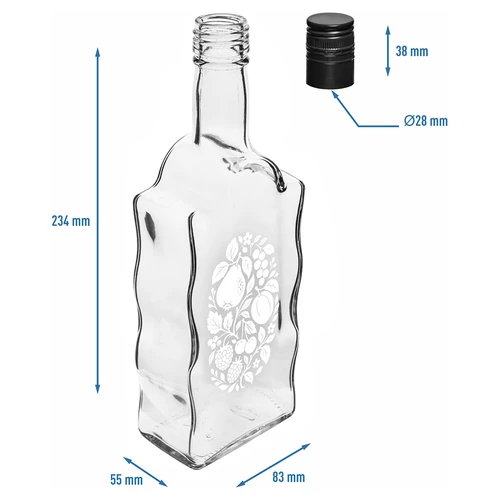 Klasztorna palack 500 ml, csavarzárral és „Gyümölcsök” nyomattal, 1-es minta - 5