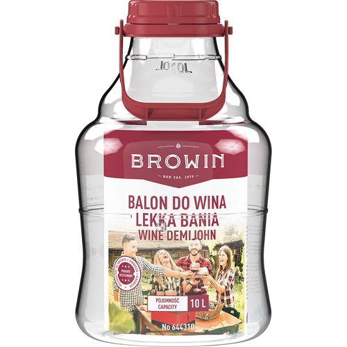 Könnyű, törhetetlen boros ballon, fogantyúval, 10 L - 3