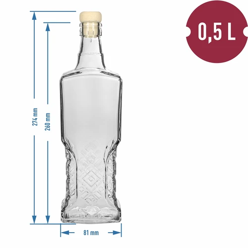 Kredences díszüveg 500 ml, parafadugóval - 5