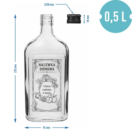 Laposüveg 500 ml csavaros kupakkal, „Házi likőr” felirattal, 1 db - 4