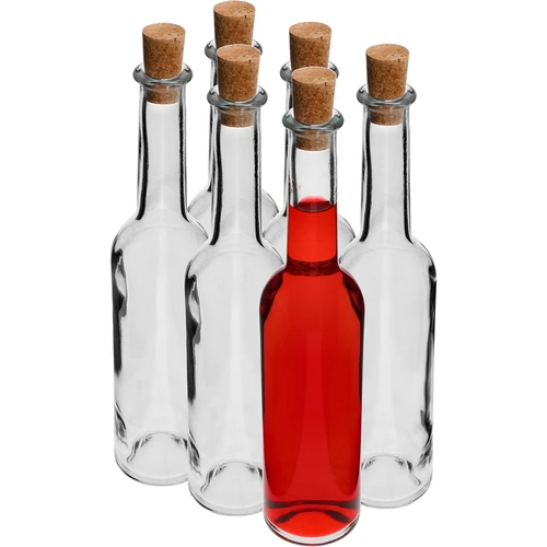 Likőrös palack 350 ml, 6 db + 6 parafa dugó - 2