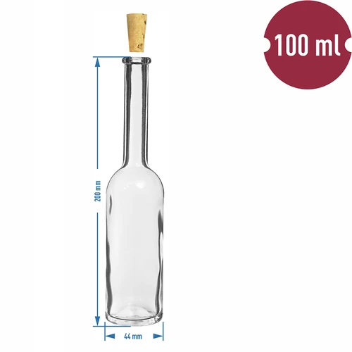 Likőrös üveg 100 ml-es 6 db+ 6 parafadugó - 8