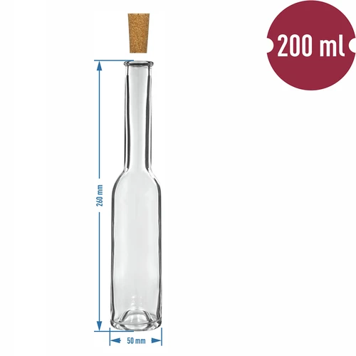 Likőrös üveg 200 ml, 6 db + 6 dugó 23/18 - 7