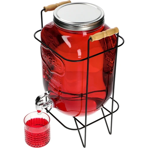 Limonádés üveg 8 L - csappal, fogantyús fém állvánnyal - 5
