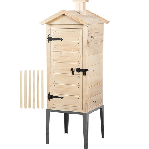 Lucfenyőből készült füstölőkamra, 200 L, rozsdamentes acél talapzattal