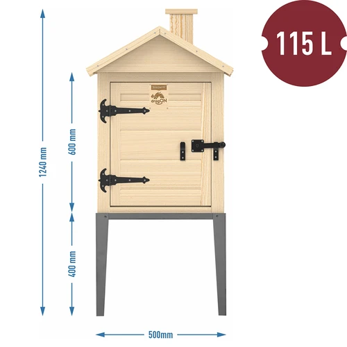 Lucfenyőfából készült füstölőkamra, 115 l, rozsdamentes acél alappal - 3
