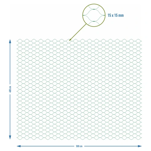 Madarak elleni védőháló, zöld, 4 m x 5m - 7