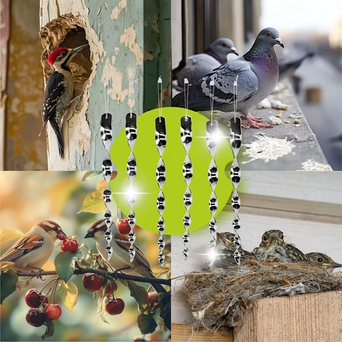 Madárriasztó – ezüst színű fényvisszaverő spirálok, 6 darab - 6