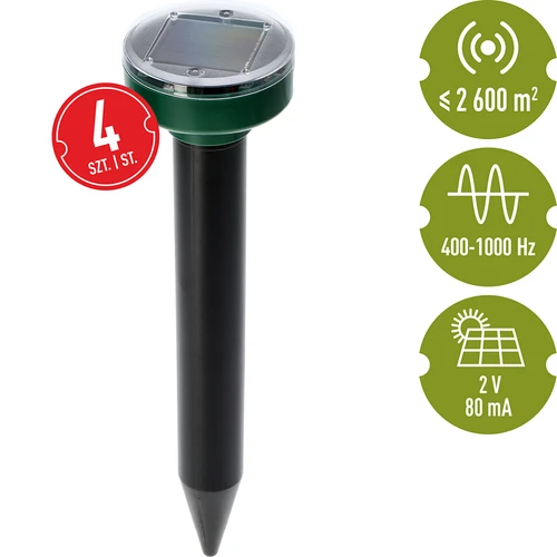 Napelemes vakondriasztó – hatékony, biztonságos és humánus kertvédelem, 4 darabos készlet. - 8