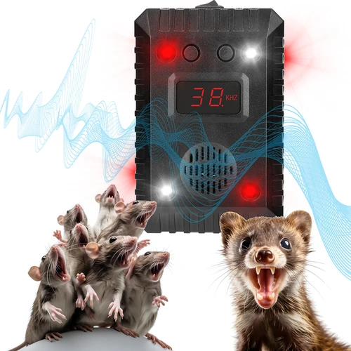 Nyest- és rágcsálóriasztó autókhoz és helyiségekhez (ultrahang + LED) - 16