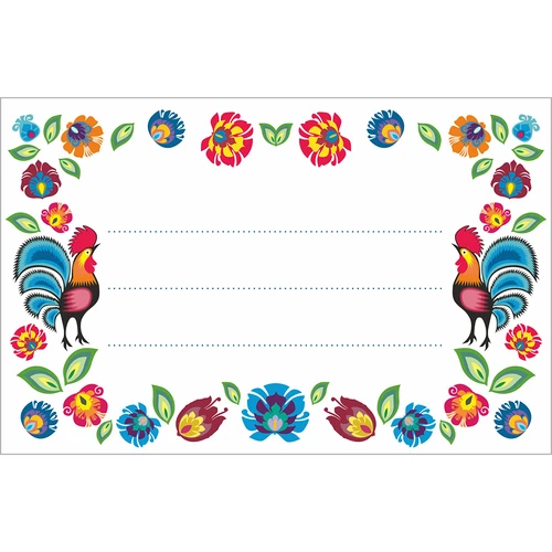 Öntapadó címkék, Folk minta, 85/55 mm - 20 db