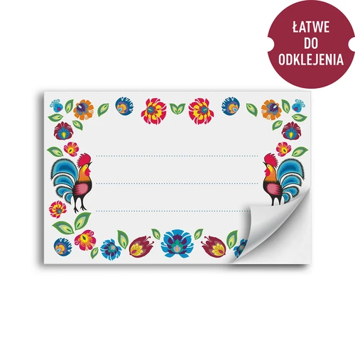 Öntapadó címkék, Folk minta, 85/55 mm - 20 db - 2