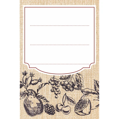 Öntapadós címkék 60 x 90 mm palackokra és befőttesüvegekre, gyümölcsös skicc - 20 db.
