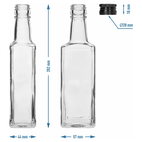 Receptura üveg, 250 ml, fekete kupakkal, 1 db - 6
