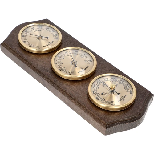 Retro időjárás-állomás - wenge színű, arany számlapokkal - 2