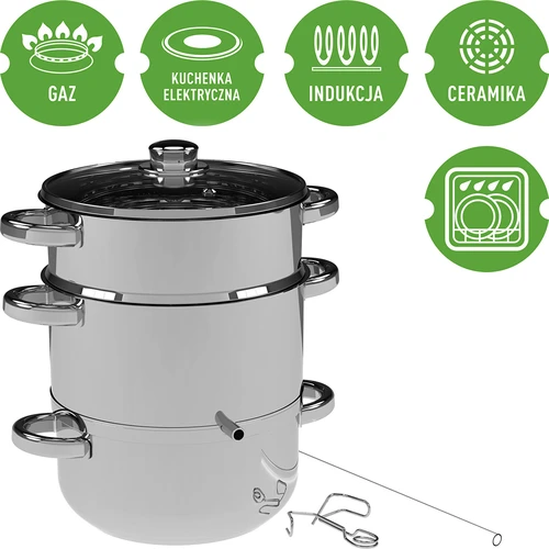 Rozsdamentes acél gőzölős lékinyerő párolóval, 5 l - 4