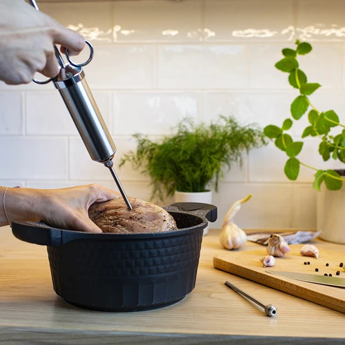 Rozsdamentes acél pácinjektor 60 ml + 2 tű - 14