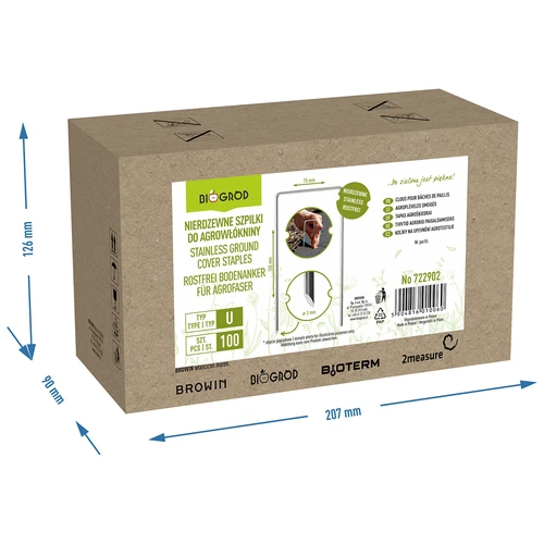 Rozsdamentes, U alakú rögzítő tüskék agrotextíliához - 100 db - 8