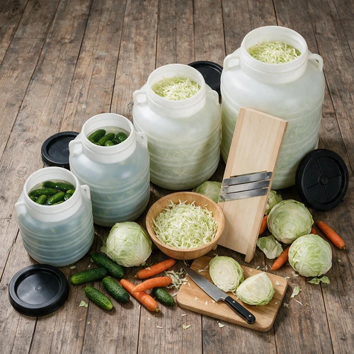 Savanyító hordó 60 l - fehér, fogantyúkkal - 10