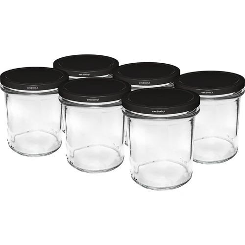 Słoik prosty 350ml z zak. czarną fi82 - 6szt.