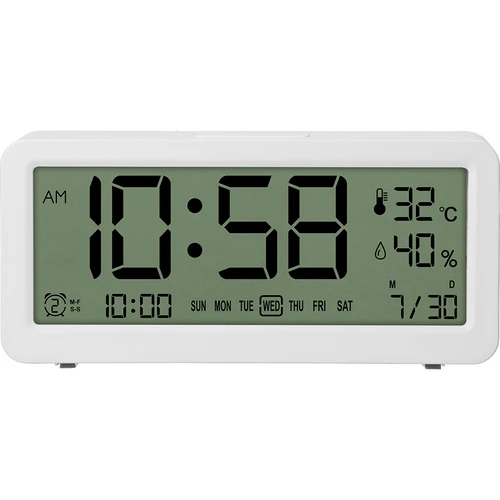 Soens elektronikus időjárás-állomás - fehér, órával és naptárral - 2