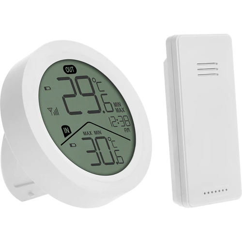 Soens márkájú elektronikus hőmérő - külső érzékelővel, kerek, fehér - 2