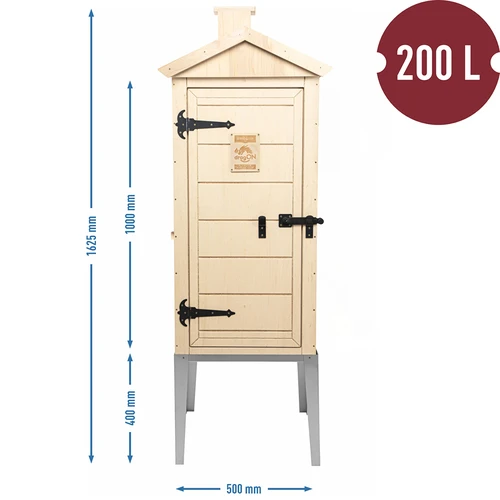 Tanúsított rétegelt lemezből készült füstölőkamra, 200L, rozsdamentes acél állvánnyal - 3