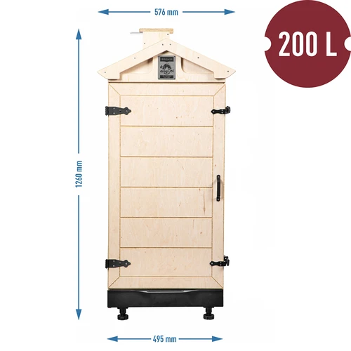 Tanúsított rétegelt lemezből készült füstölőkamra, keret nélküli, 200 l, kerekekkel - 4