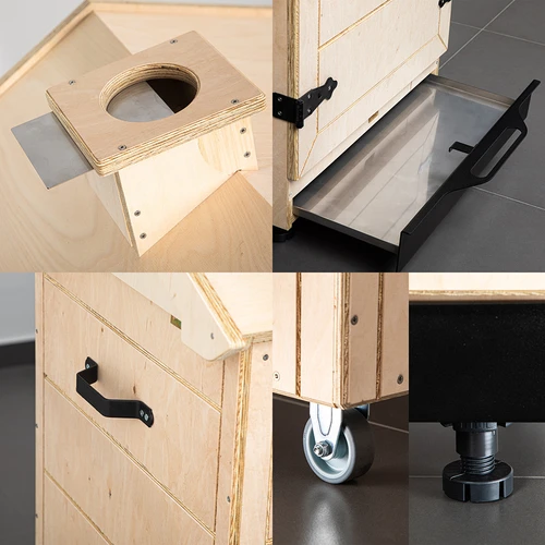 Tanúsított rétegelt lemezből készült füstölőkamra, keret nélküli, 200L, kerekekkel - 3