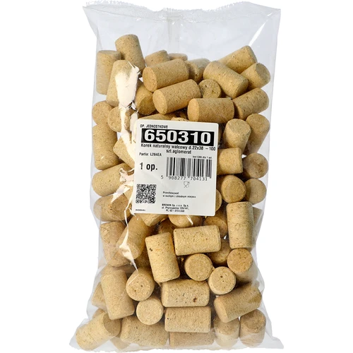 Természetes hengeres parafa dugó d.22x38 - 100 db, agglomerált - 2