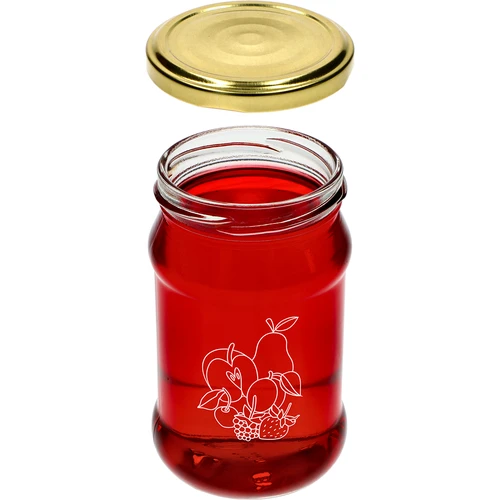TO befőttesüveg 300ml, gyümölcsmintás nyomattal és fi66/4-es kupakkal - 6 db. - 5