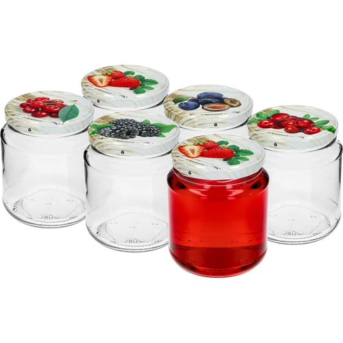 TO befőttesüveg, grubasek 580 ml, színes csavaros tetővel, fi82/6, 6 db - 3