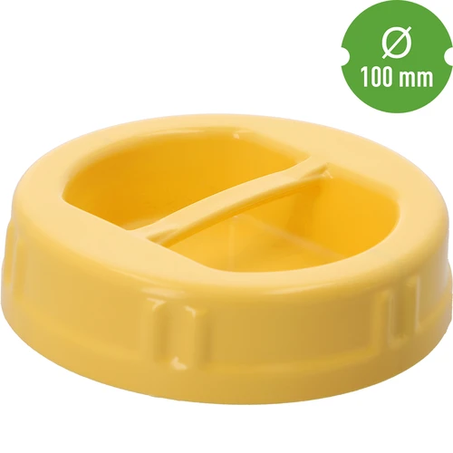 TO csavaros tető fi 100 mm, sárga, műanyag, fogantyúval, üveg befőttesüvegekhez - 3