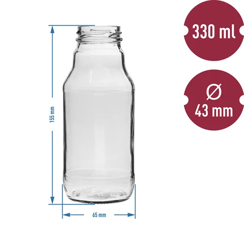 TO üvegpalack gyümölcsléhez 330 ml, fi 43-as kupakkal - 6 db. - 4