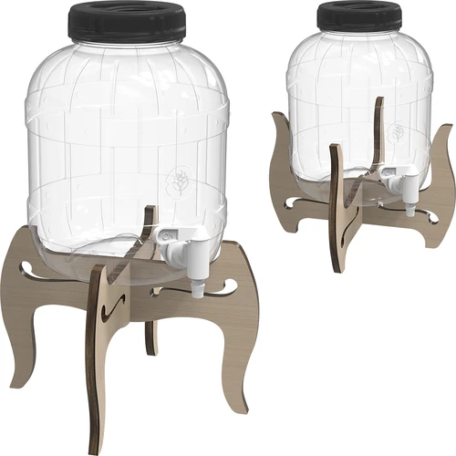 Törésálló, 5 l-es csappal ellátott üveg, kétoldalas fa állvánnyal - 5