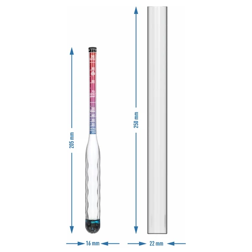 Törhetetlen alkoholmérő próbacsővel, mérési tartomány 20–98% - 7